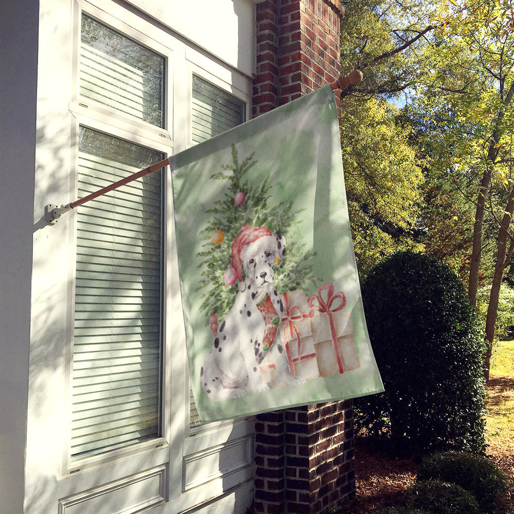 Dalmatian Christmas Presents and Tree House Flag 28x40 Porch Sleeve Pole Decorative Outside Yard Banner Artwork Wall Hanging, Polyester