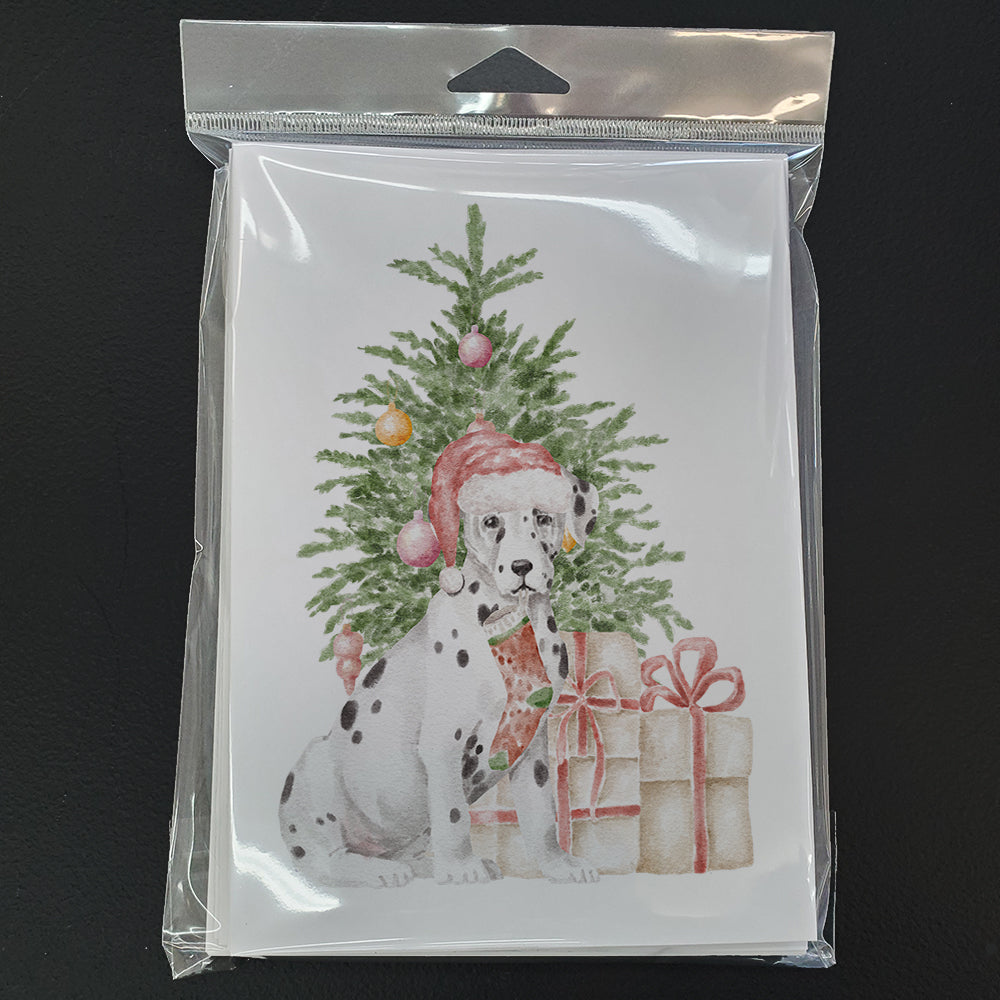 Dalmatian Christmas Presents and Tree Greeting Cards Pack of 8 Blank Cards with Envelopes Whimsical A7 Size 5x7