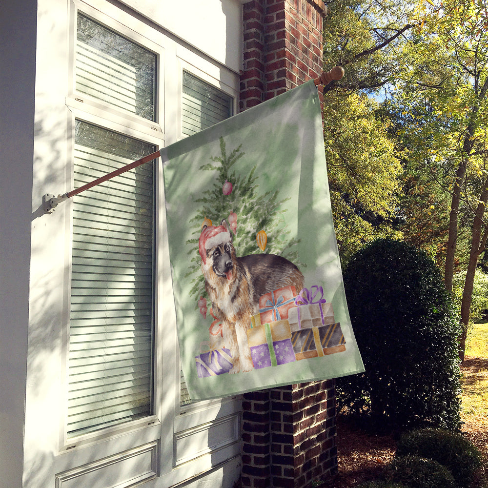 German Shepherd Christmas Presents and Tree House Flag 28x40 Porch Sleeve Pole Decorative Outside Yard Banner Artwork Wall Hanging, Polyester
