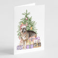 German Shepherd Christmas Presents and Tree Greeting Cards Pack of 8 Blank Cards with Envelopes Whimsical A7 Size 5x7