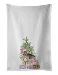German Shepherd Christmas Presents and Tree Kitchen Towel Set of 2 White Dish Towels Decorative Bathroom Hand towel for Hand, Face, Hair, Yoga, Tea, Dishcloth, 19 X 28", White