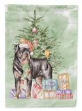 Rottweiler Christmas Presents and Tree House Flag 28x40 Porch Sleeve Pole Decorative Outside Yard Banner Artwork Wall Hanging, Polyester