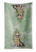Labrador Retriever Black Christmas Presents and Tree Kitchen Towel Velour Plush Front and Cotton Loop Back Machine Washable