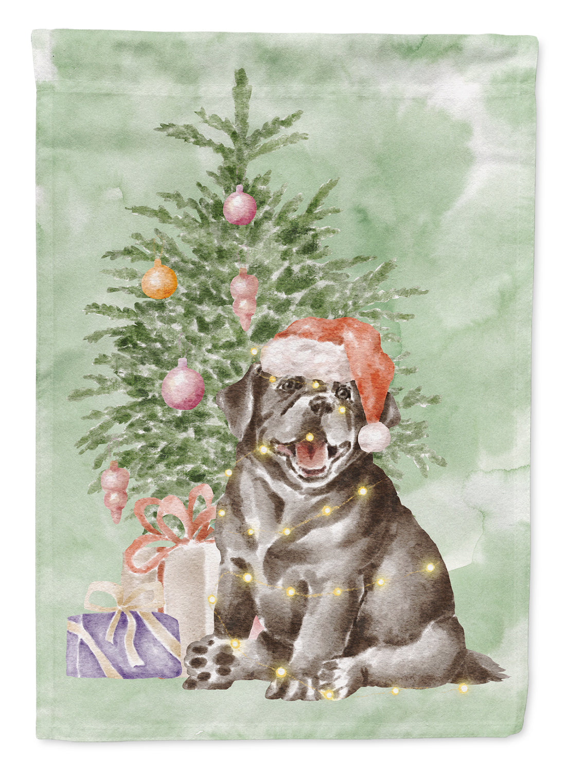 Labrador Retriever Black Puppy Christmas Presents and Tree House Flag 28x40 Porch Sleeve Pole Decorative Outside Yard Banner Artwork Wall Hanging, Polyester