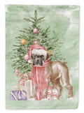 Boxer Puppy Christmas Presents and Tree House Flag 28x40 Porch Sleeve Pole Decorative Outside Yard Banner Artwork Wall Hanging, Polyester