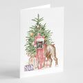 Boxer Puppy Christmas Presents and Tree Greeting Cards Pack of 8 Blank Cards with Envelopes Whimsical A7 Size 5x7