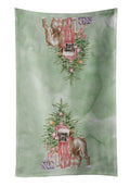 Boxer Puppy Christmas Presents and Tree Kitchen Towel Velour Plush Front and Cotton Loop Back Machine Washable