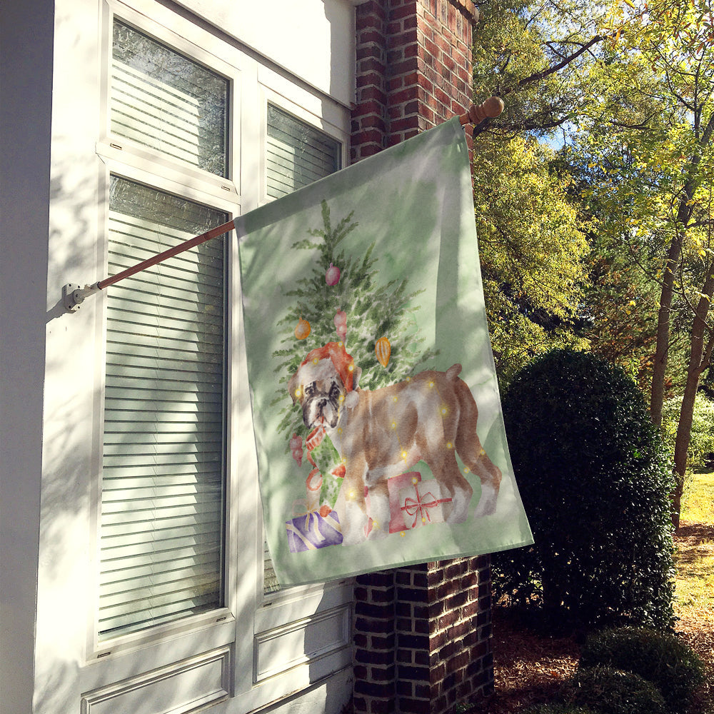 Boxer Puppy #2 Christmas Presents and Tree House Flag 28x40 Porch Sleeve Pole Decorative Outside Yard Banner Artwork Wall Hanging, Polyester