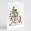 Boxer Puppy #2 Christmas Presents and Tree Greeting Cards Pack of 8 Blank Cards with Envelopes Whimsical A7 Size 5x7