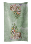Boxer Puppy #2 Christmas Presents and Tree Kitchen Towel Velour Plush Front and Cotton Loop Back Machine Washable