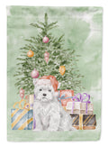 West Highland White Terrier Puppy Christmas Presents and Tree House Flag 28x40 Porch Sleeve Pole Decorative Outside Yard Banner Artwork Wall Hanging, Polyester