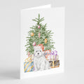 West Highland White Terrier Puppy Christmas Presents and Tree Greeting Cards Pack of 8 Blank Cards with Envelopes Whimsical A7 Size 5x7
