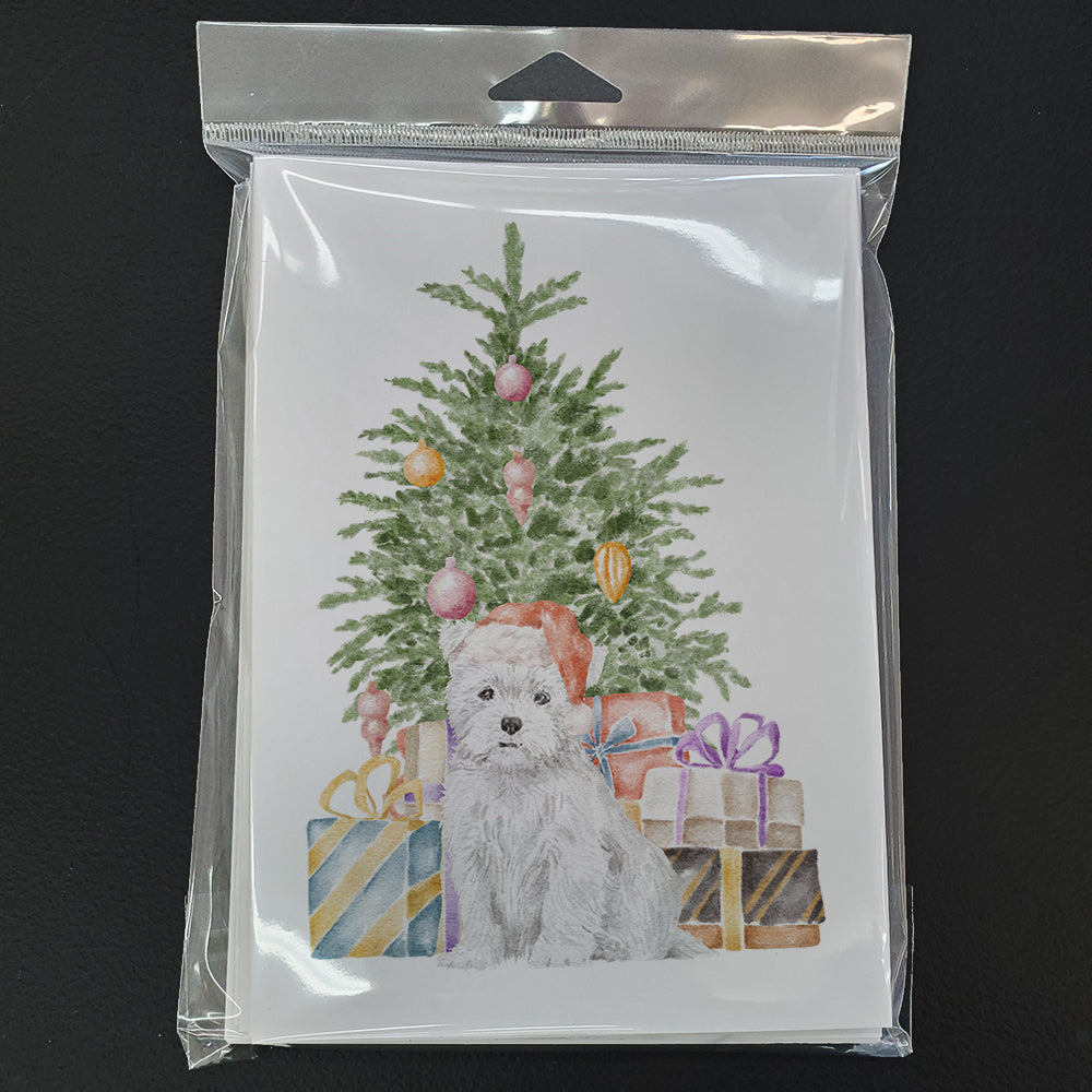 West Highland White Terrier Puppy Christmas Presents and Tree Greeting Cards Pack of 8 Blank Cards with Envelopes Whimsical A7 Size 5x7