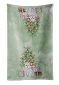 West Highland White Terrier Puppy Christmas Presents and Tree Kitchen Towel Velour Plush Front and Cotton Loop Back Machine Washable