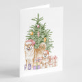 Shiba Inu Momma and Baby Christmas Presents and Tree Greeting Cards Pack of 8 Blank Cards with Envelopes Whimsical A7 Size 5x7