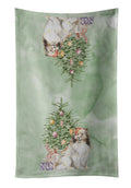 Sheltie Christmas Presents and Tree Kitchen Towel Velour Plush Front and Cotton Loop Back Machine Washable