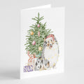 Sheltie Merle Christmas Presents and Tree Greeting Cards Pack of 8 Blank Cards with Envelopes Whimsical A7 Size 5x7