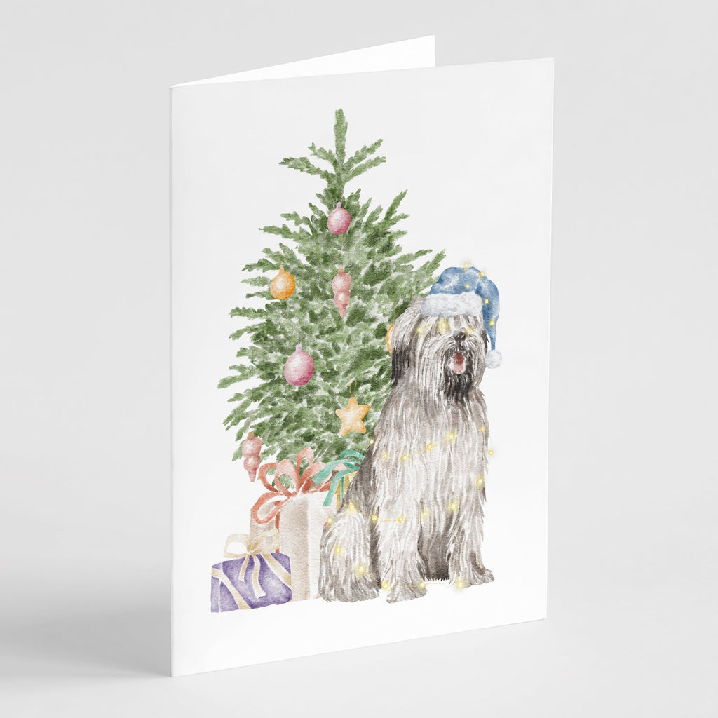 Briard #2 Christmas Presents and Tree Greeting Cards Pack of 8 Blank Cards with Envelopes Whimsical A7 Size 5x7