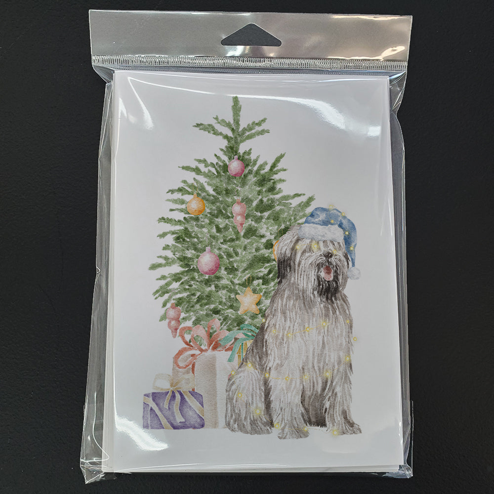 Briard #2 Christmas Presents and Tree Greeting Cards Pack of 8 Blank Cards with Envelopes Whimsical A7 Size 5x7