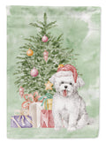 Bichon Frise Puppy Christmas Presents and Tree House Flag 28x40 Porch Sleeve Pole Decorative Outside Yard Banner Artwork Wall Hanging, Polyester