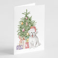 Bichon Frise Puppy Christmas Presents and Tree Greeting Cards Pack of 8 Blank Cards with Envelopes Whimsical A7 Size 5x7