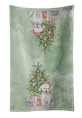 Bichon Frise Puppy Christmas Presents and Tree Kitchen Towel Velour Plush Front and Cotton Loop Back Machine Washable