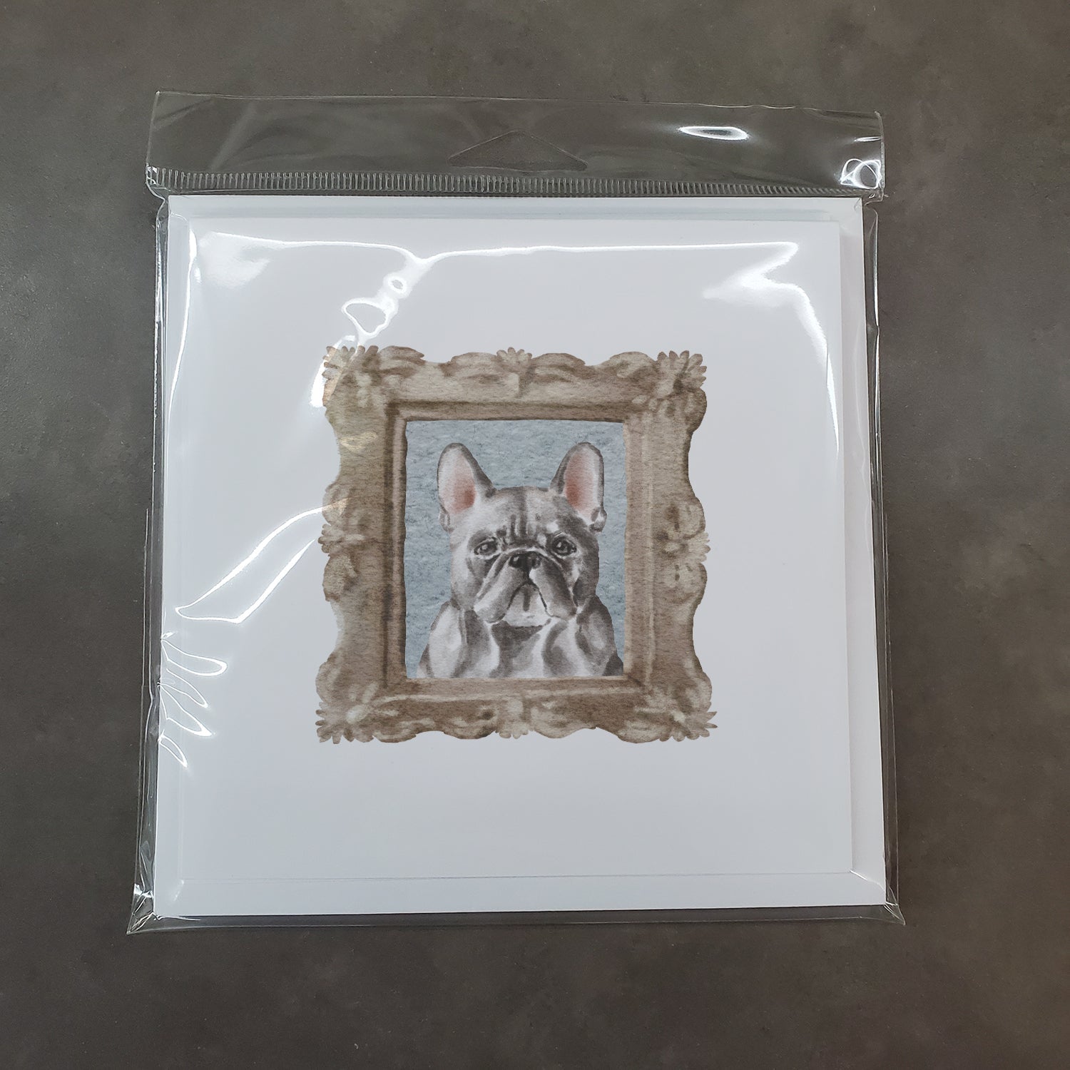 French Bulldog Black Front View Pretty as a Picture Square Greeting Cards and Envelopes Pack of 8 Blank Cards with Envelopes Blank Thank You Note Greeting Cards Stationery