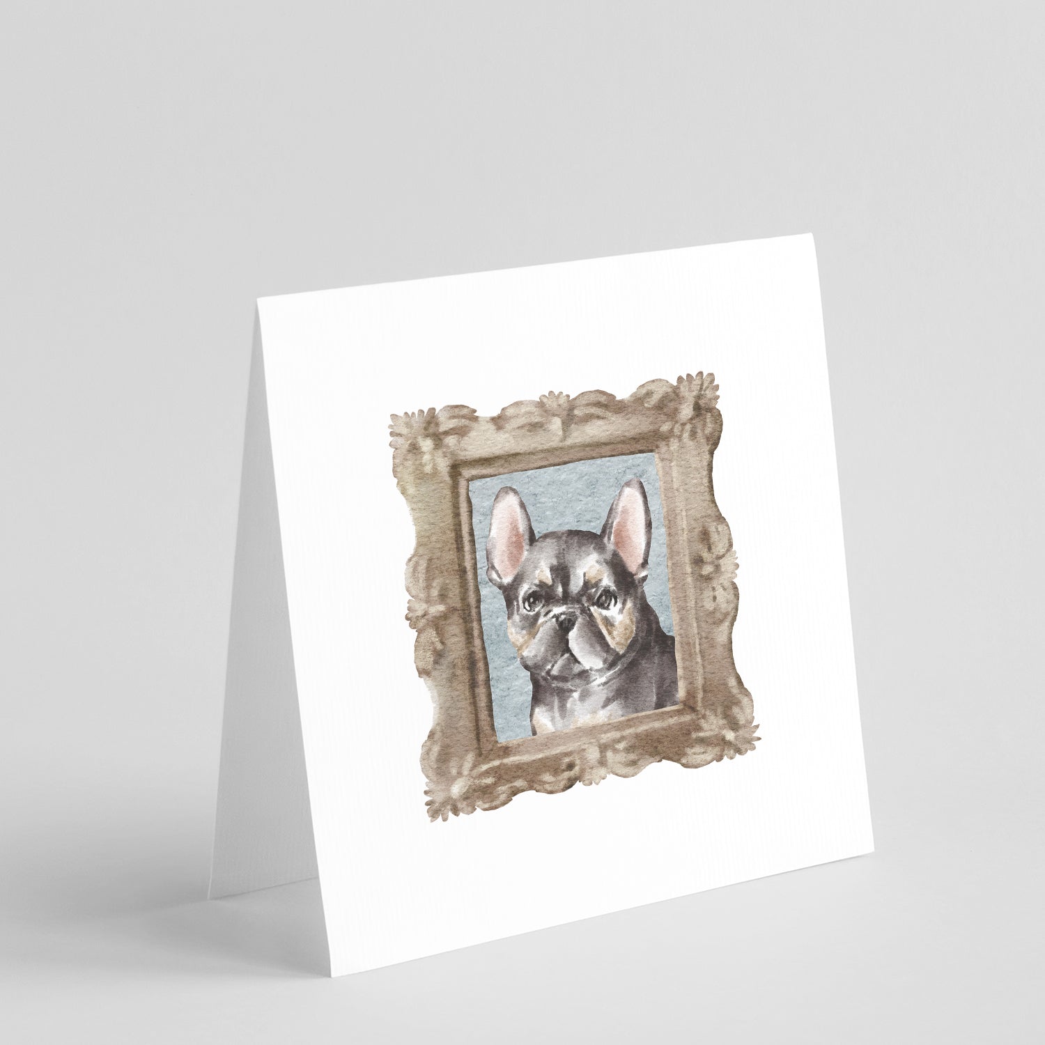 French Bulldog Black Puppy Pretty as a Picture Square Greeting Cards and Envelopes Pack of 8 Blank Cards with Envelopes Blank Thank You Note Greeting Cards Stationery