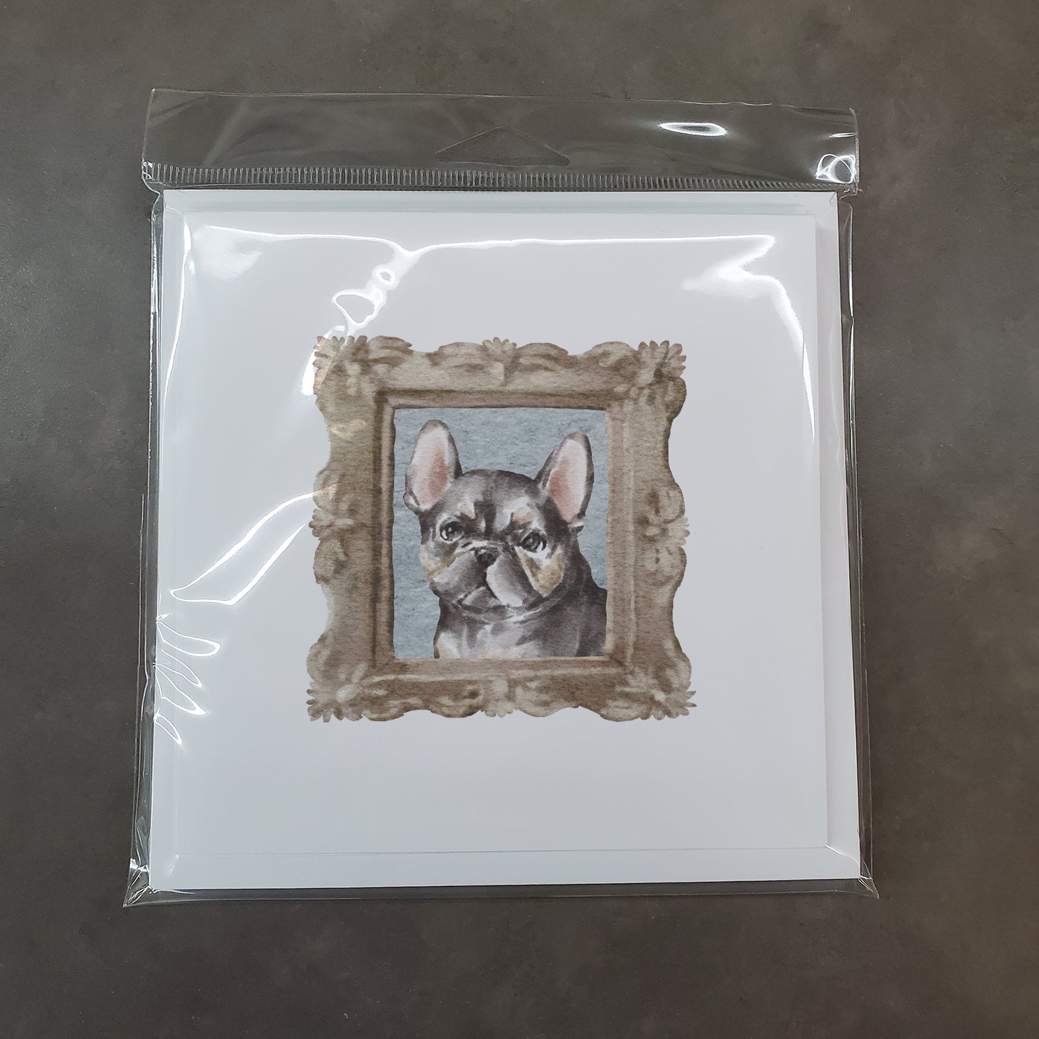 French Bulldog Black Puppy Pretty as a Picture Square Greeting Cards and Envelopes Pack of 8 Blank Cards with Envelopes Blank Thank You Note Greeting Cards Stationery