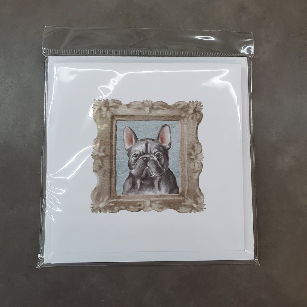 French Bulldog Black Front View Pretty as a Picture Square Greeting Cards and Envelopes Pack of 8 Blank Cards with Envelopes Blank Thank You Note Greeting Cards Stationery