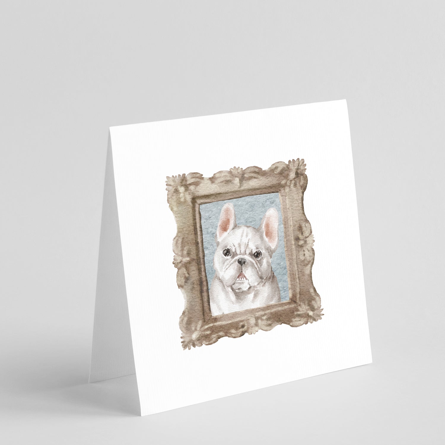 French Bulldog White Pretty as a Picture Square Greeting Cards and Envelopes Pack of 8 Blank Cards with Envelopes Blank Thank You Note Greeting Cards Stationery