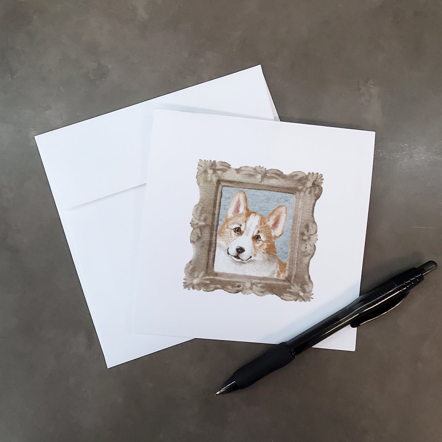 Corgi Red White Side View Pretty as a Picture Square Greeting Cards and Envelopes Pack of 8 Blank Cards with Envelopes Blank Thank You Note Greeting Cards Stationery
