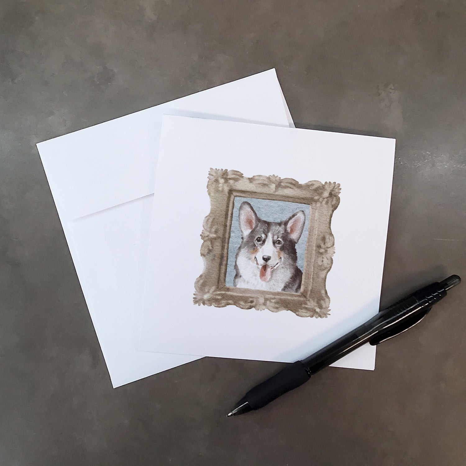 Corgi Tricolor Front View Pretty as a Picture Square Greeting Cards and Envelopes Pack of 8 Blank Cards with Envelopes Blank Thank You Note Greeting Cards Stationery