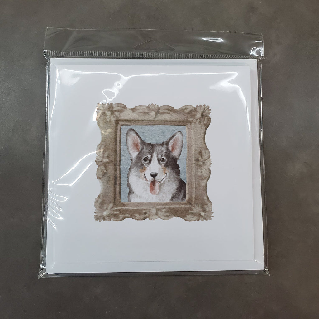 Corgi Tricolor Front View Pretty as a Picture Square Greeting Cards and Envelopes Pack of 8 Blank Cards with Envelopes Blank Thank You Note Greeting Cards Stationery