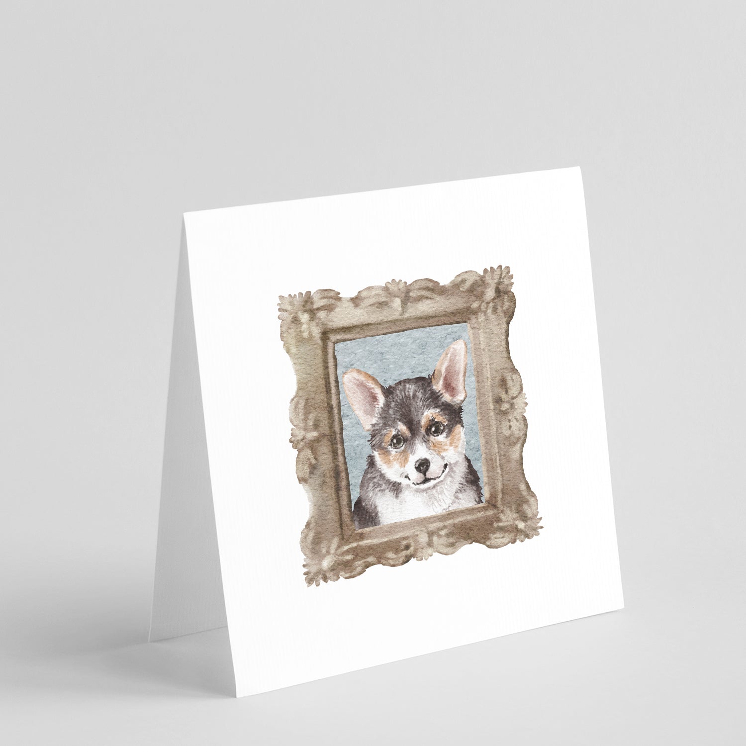 Corgi Tricolor Puppy Pretty as a Picture Square Greeting Cards and Envelopes Pack of 8 Blank Cards with Envelopes Blank Thank You Note Greeting Cards Stationery