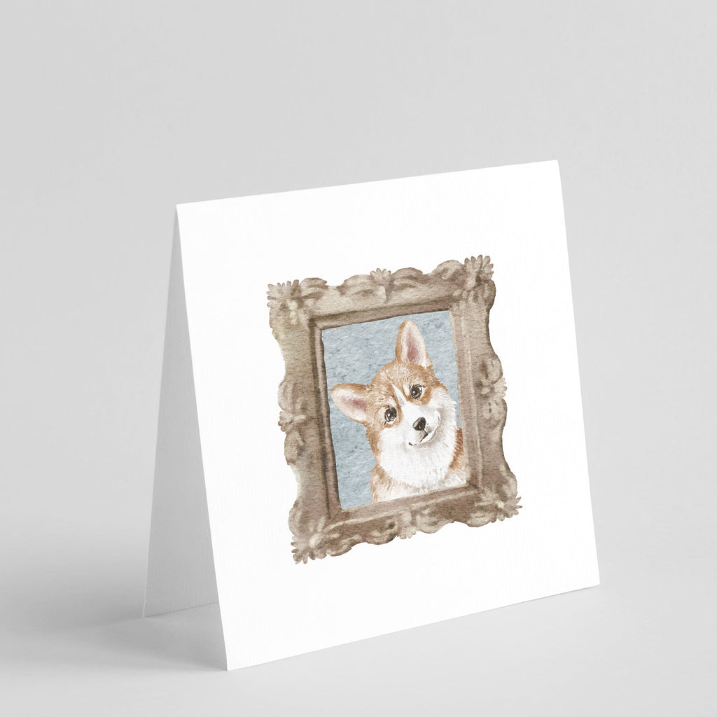 Corgi Red White Tilted Head Pretty as a Picture Square Greeting Cards and Envelopes Pack of 8 Blank Cards with Envelopes Blank Thank You Note Greeting Cards Stationery