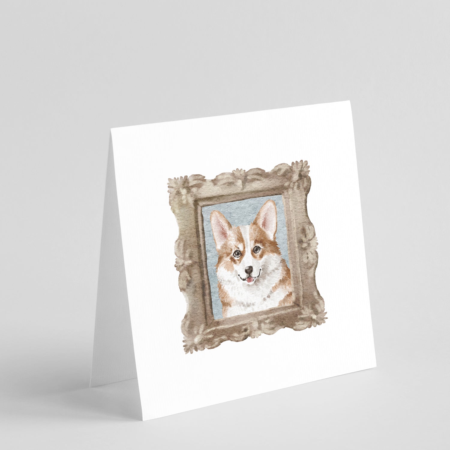 Corgi Red White Front View 2 Pretty as a Picture Square Greeting Cards and Envelopes Pack of 8 Blank Cards with Envelopes Blank Thank You Note Greeting Cards Stationery