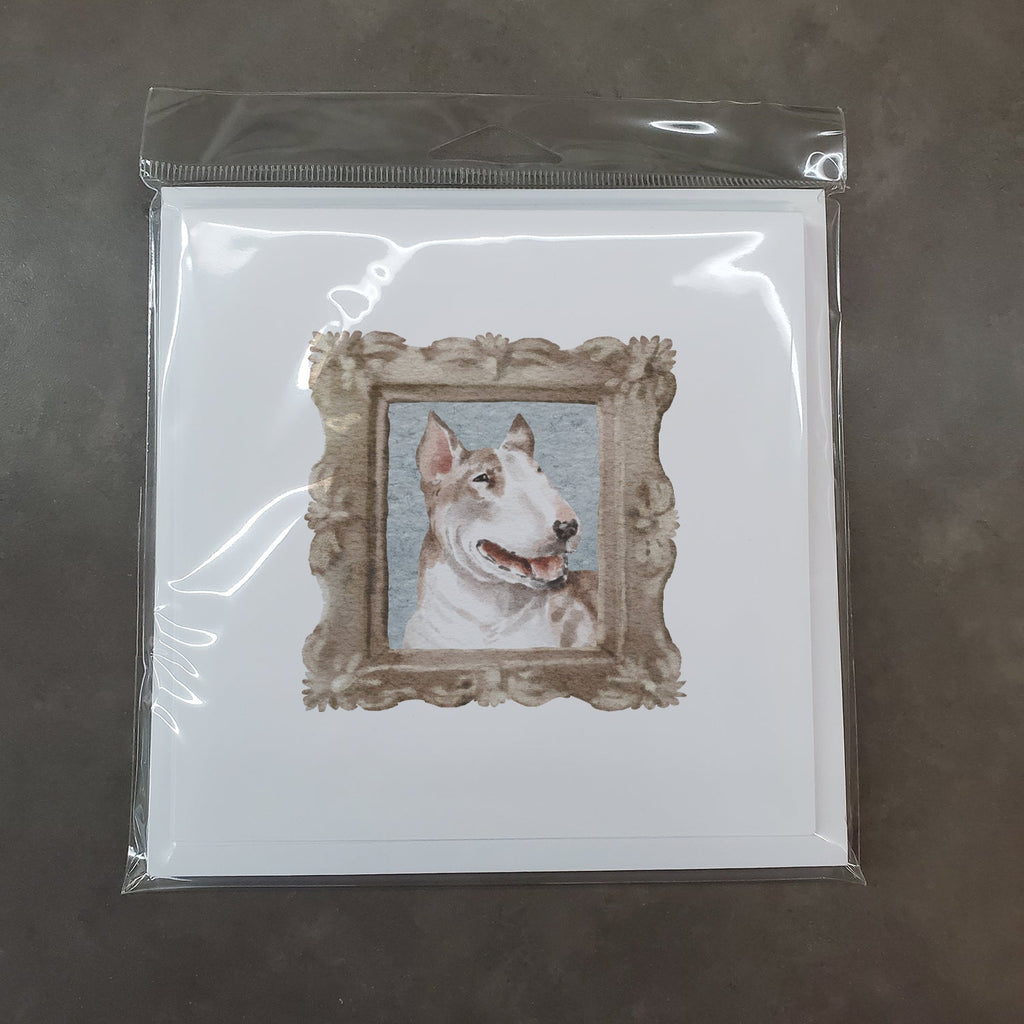 Bull Terrier Red White Side View Pretty as a Picture Square Greeting Cards and Envelopes Pack of 8 Blank Cards with Envelopes Blank Thank You Note Greeting Cards Stationery