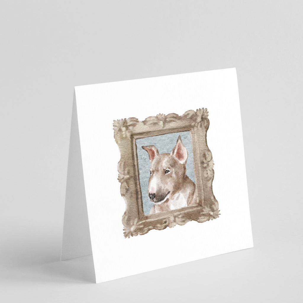 Bull Terrier Red White Puppy Side View Pretty as a Picture Square Greeting Cards and Envelopes Pack of 8 Blank Cards with Envelopes Blank Thank You Note Greeting Cards Stationery