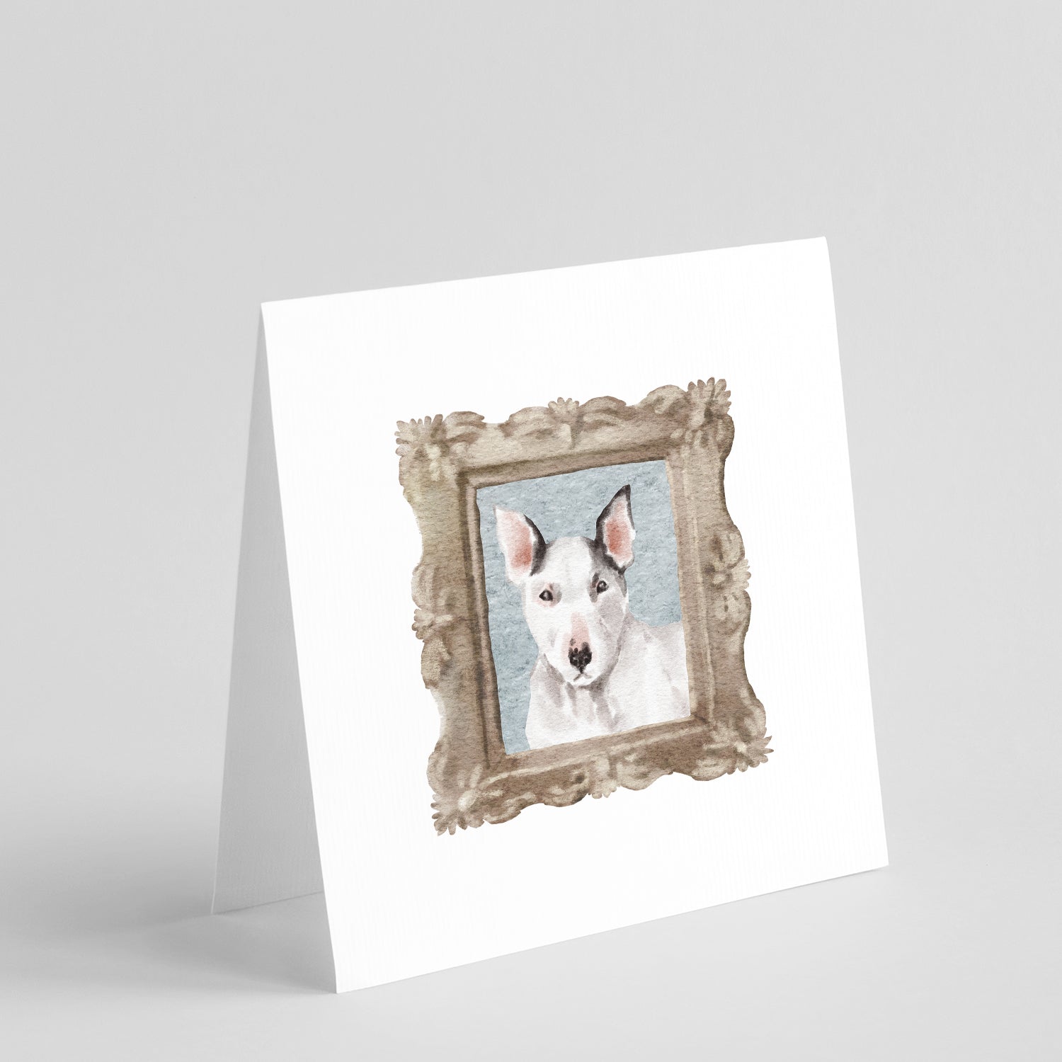 Bull Terrier Black White Front View Pretty as a Picture Square Greeting Cards and Envelopes Pack of 8 Blank Cards with Envelopes Blank Thank You Note Greeting Cards Stationery