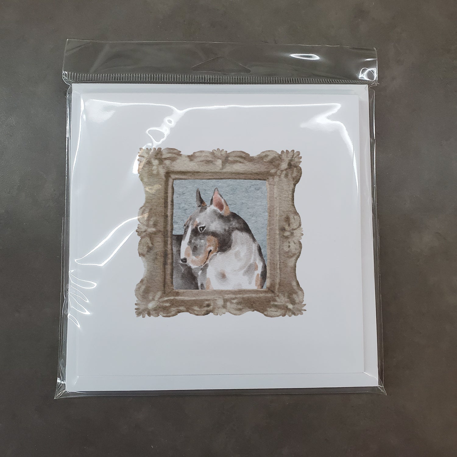 Bull Terrier Tricolor Side View Pretty as a Picture Square Greeting Cards and Envelopes Pack of 8 Blank Cards with Envelopes Blank Thank You Note Greeting Cards Stationery