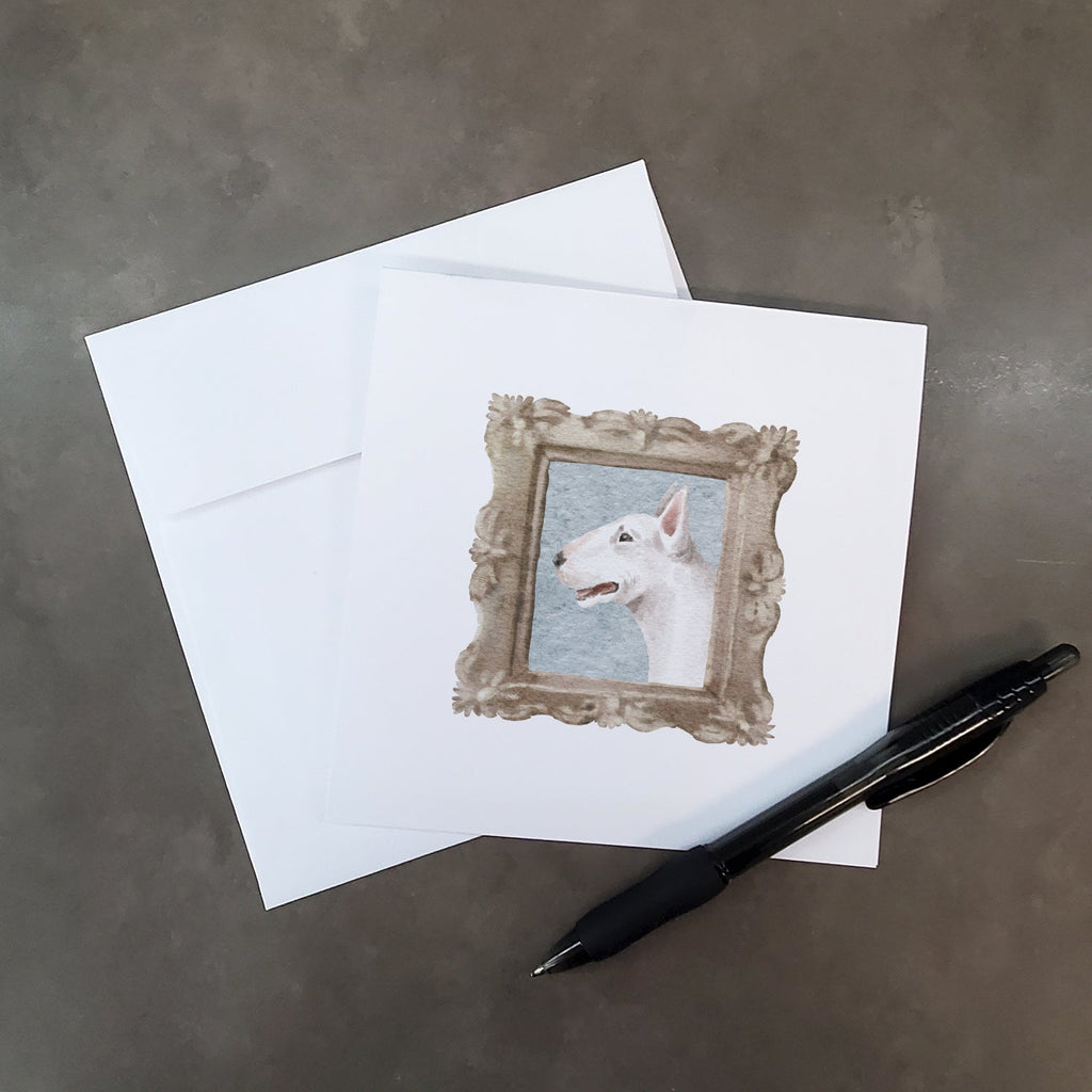 Bull Terrier White Side View Pretty as a Picture Square Greeting Cards and Envelopes Pack of 8 Blank Cards with Envelopes Blank Thank You Note Greeting Cards Stationery