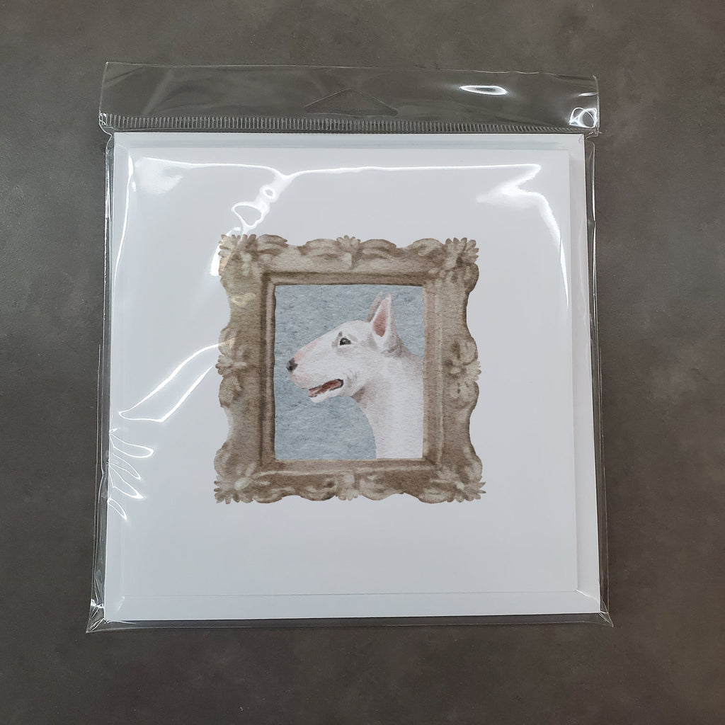 Bull Terrier White Side View Pretty as a Picture Square Greeting Cards and Envelopes Pack of 8 Blank Cards with Envelopes Blank Thank You Note Greeting Cards Stationery