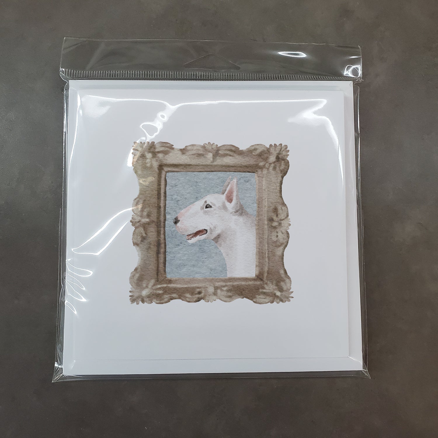 Bull Terrier White Side View Pretty as a Picture Square Greeting Cards and Envelopes Pack of 8 Blank Cards with Envelopes Blank Thank You Note Greeting Cards Stationery