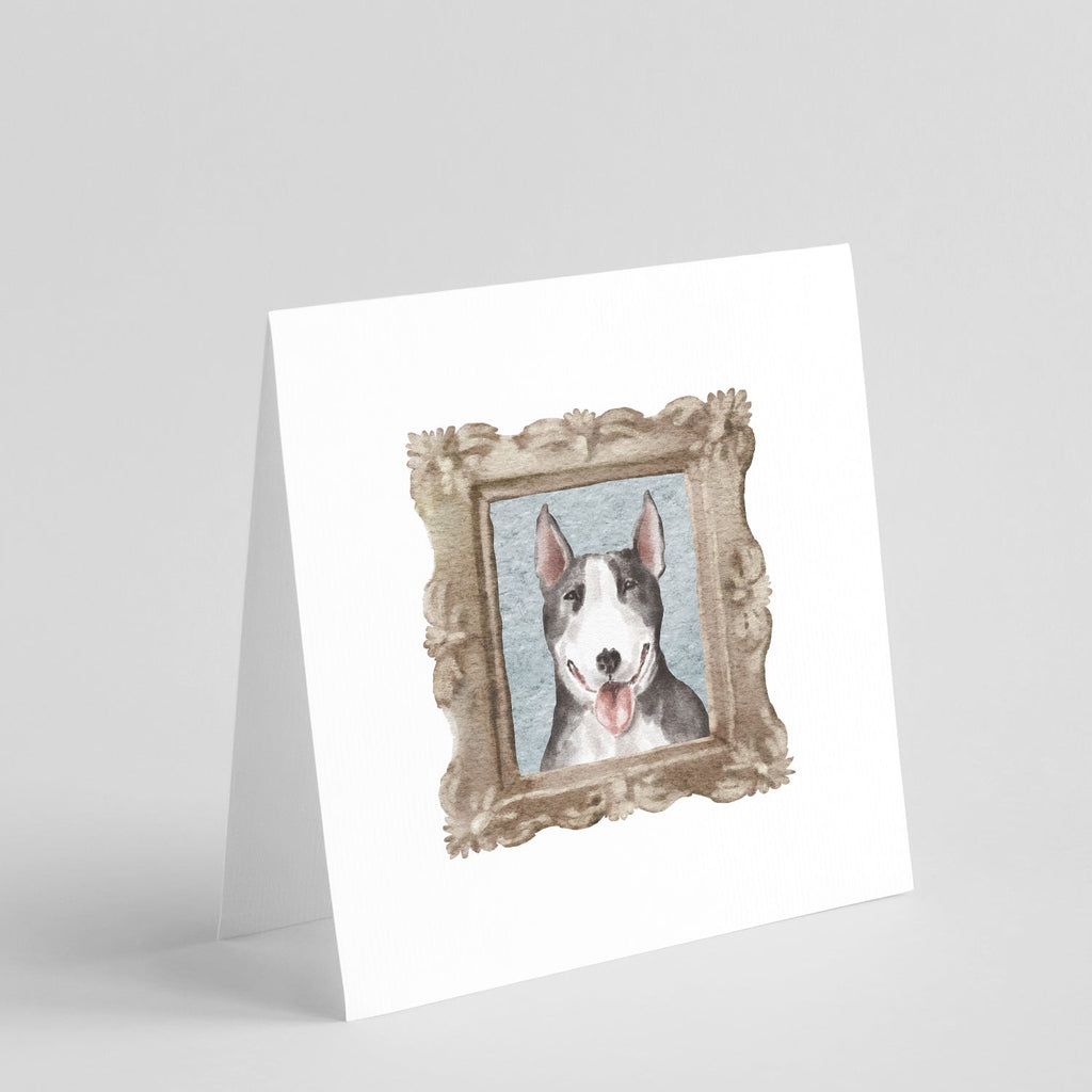Bull Terrier Black White Front View 2 Pretty as a Picture Square Greeting Cards and Envelopes Pack of 8 Blank Cards with Envelopes Blank Thank You Note Greeting Cards Stationery