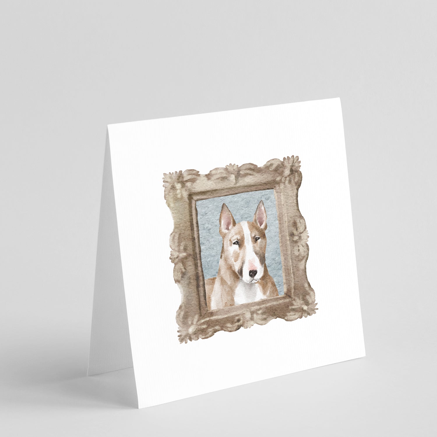 Bull Terrier Red White Pretty as a Picture Square Greeting Cards and Envelopes Pack of 8 Blank Cards with Envelopes Blank Thank You Note Greeting Cards Stationery