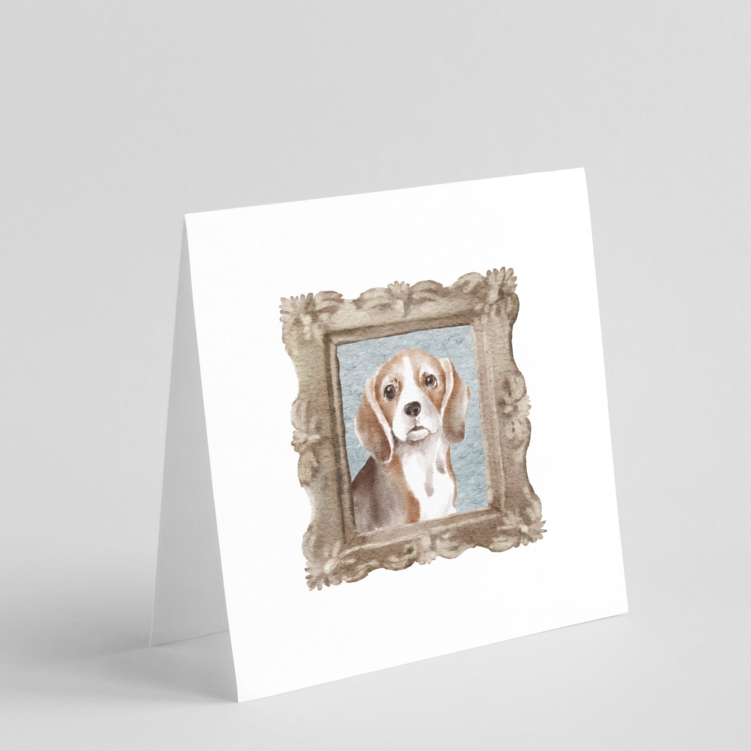 Beagle Tricolor Front View Pretty as a Picture Square Greeting Cards and Envelopes Pack of 8 Blank Cards with Envelopes Blank Thank You Note Greeting Cards Stationery