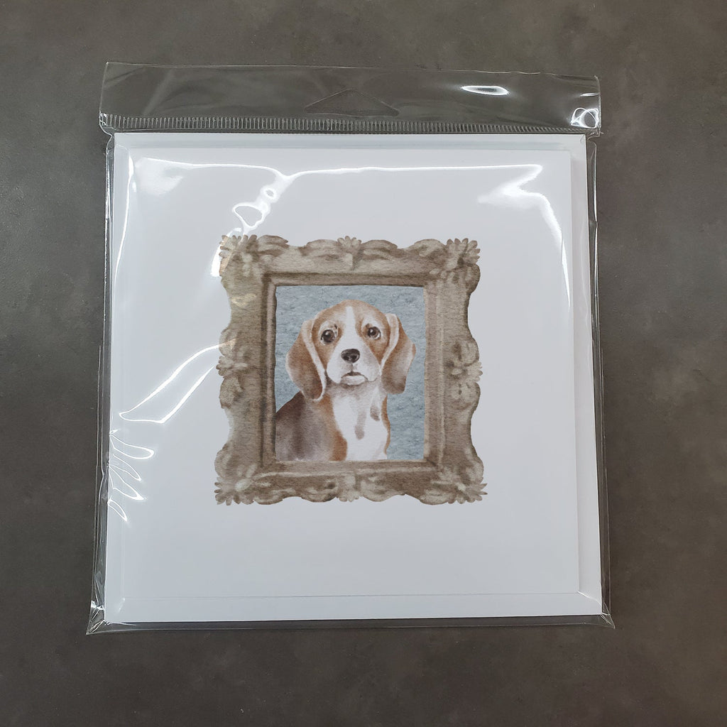 Beagle Tricolor Front View Pretty as a Picture Square Greeting Cards and Envelopes Pack of 8 Blank Cards with Envelopes Blank Thank You Note Greeting Cards Stationery
