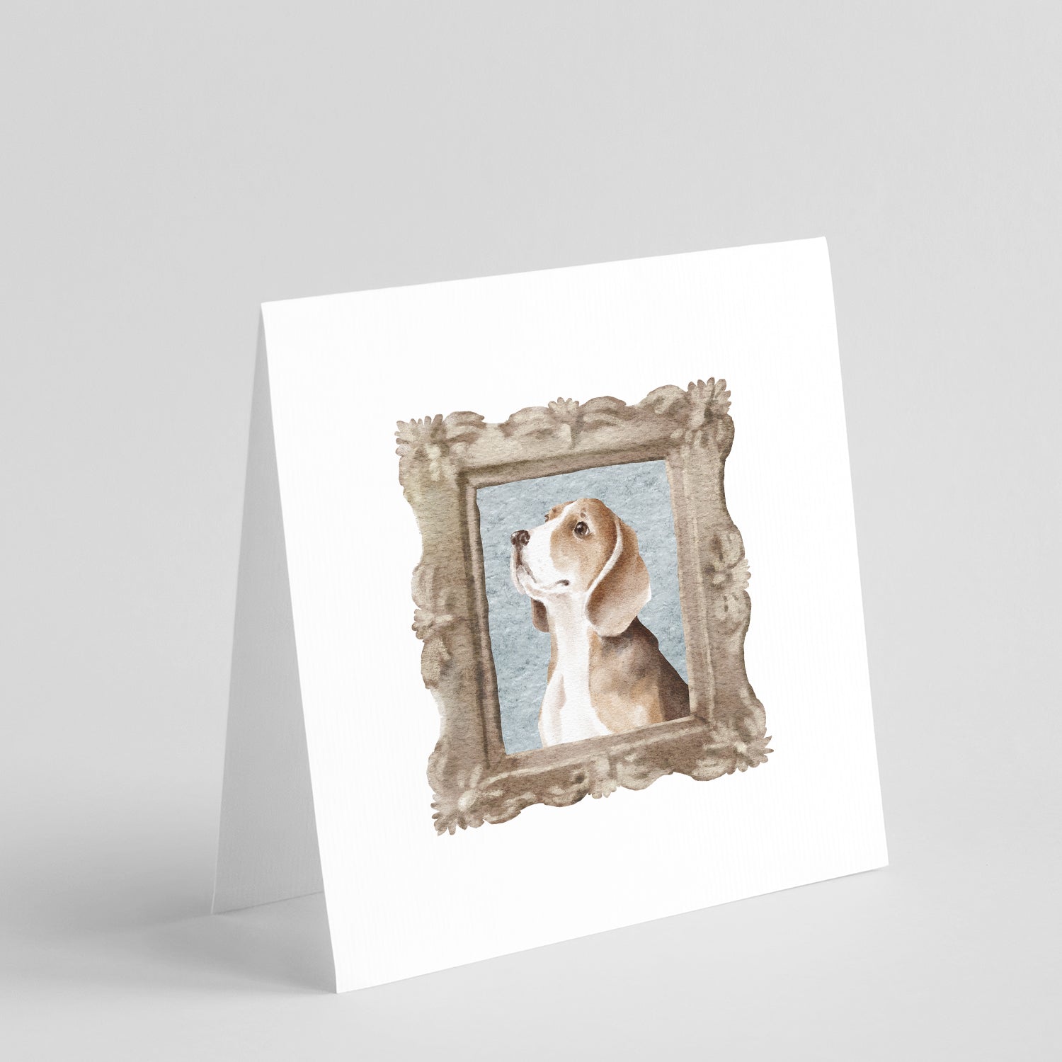 Beagle Tricolor Side View Pretty as a Picture Square Greeting Cards and Envelopes Pack of 8 Blank Cards with Envelopes Blank Thank You Note Greeting Cards Stationery