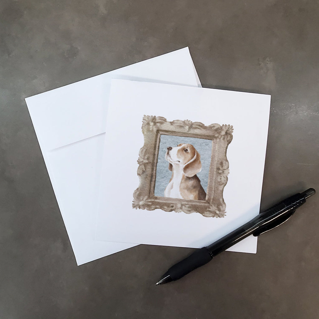 Beagle Tricolor Side View Pretty as a Picture Square Greeting Cards and Envelopes Pack of 8 Blank Cards with Envelopes Blank Thank You Note Greeting Cards Stationery